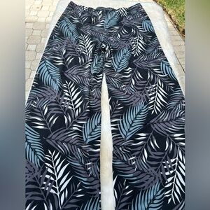 Size XL Tropical Leaf Print Palazzo Pants